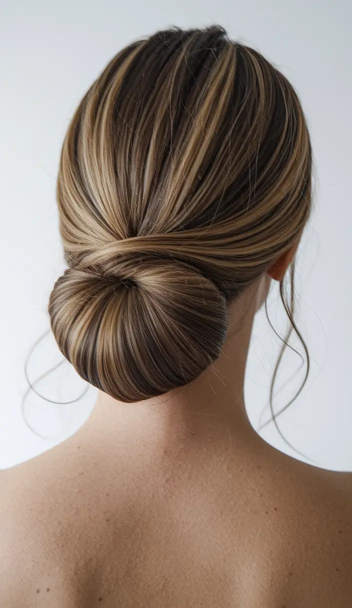 winter formal hairstyles bun Sleek Low Bun with Subtle Highlights