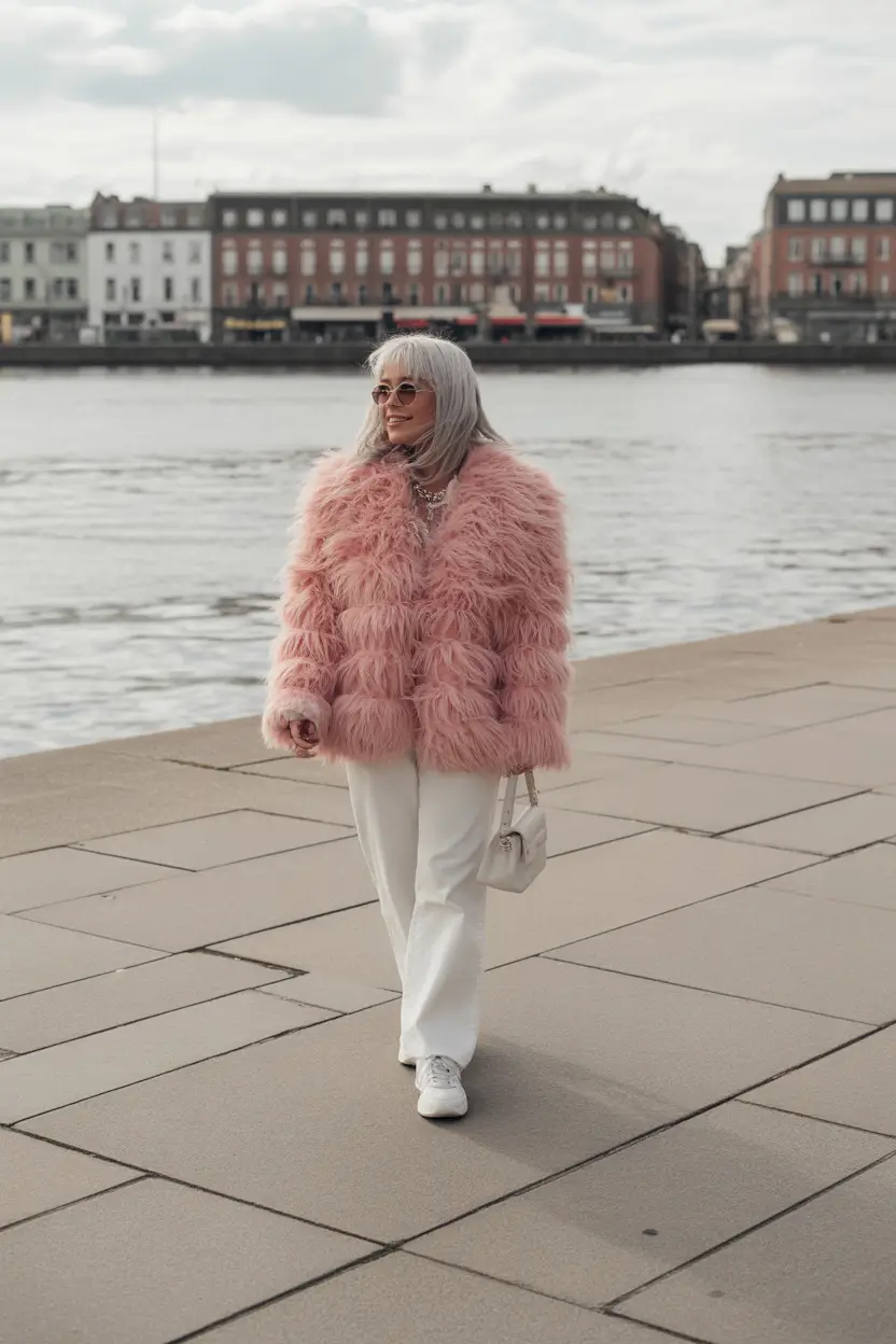 winter fashion inspo 2025 Playful Pink Fluff