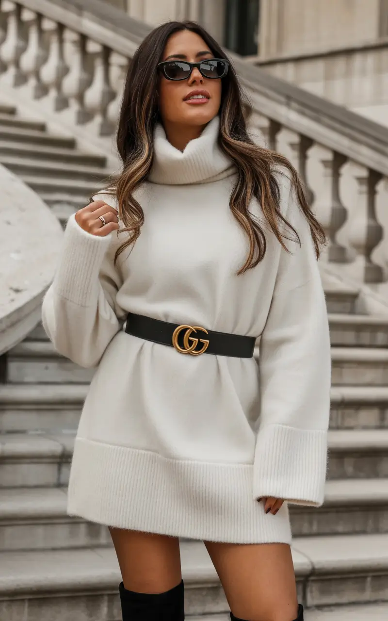 winter fashion inspo 2025 Oversized Sweater Dress Chic