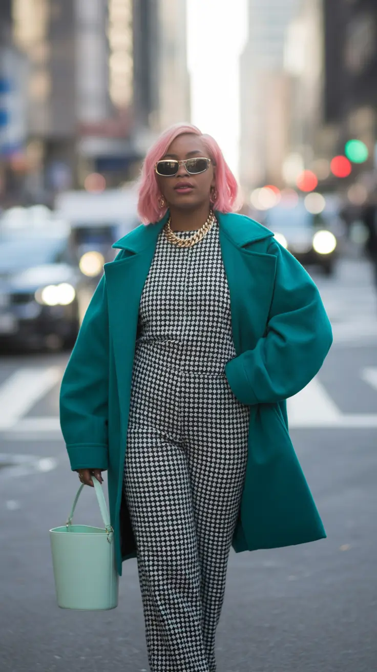 Winter Fashion Outfits NYC 2025-2026 Geometric Chic in Emerald