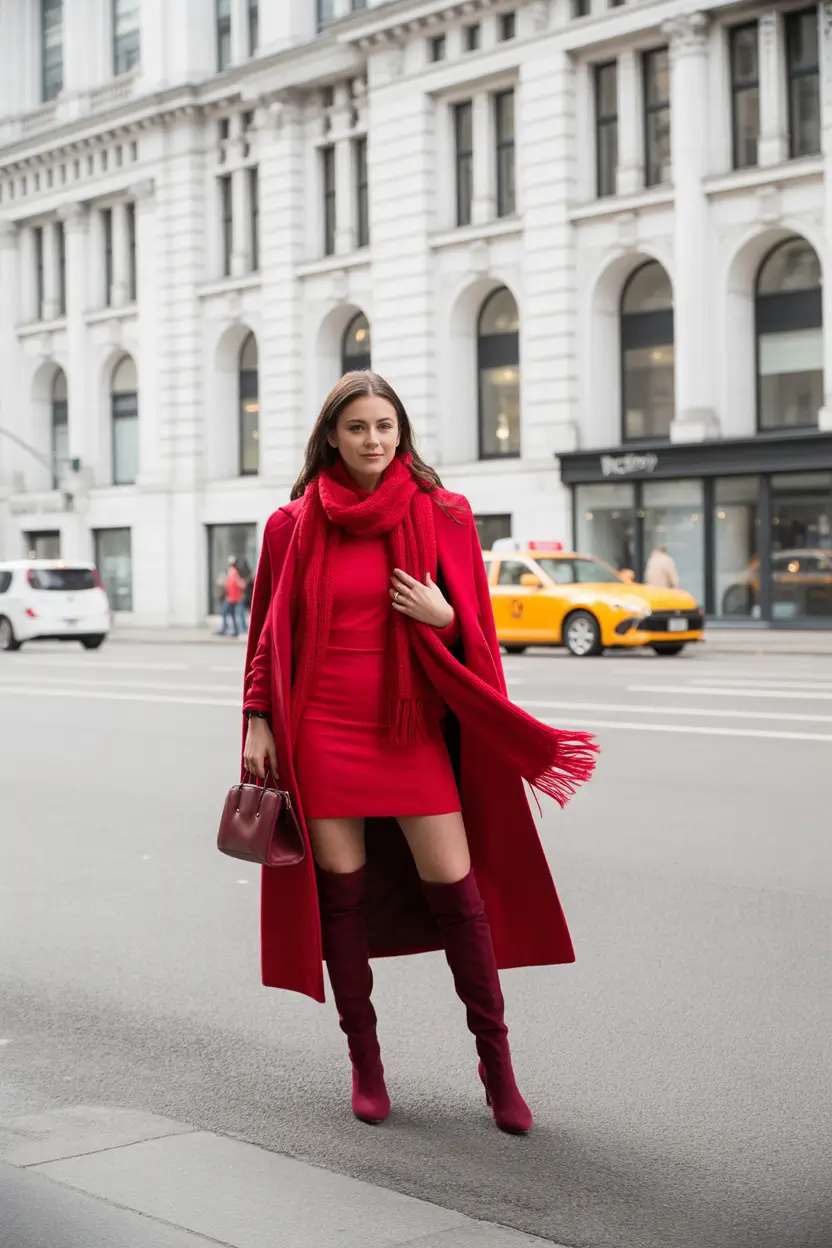 Winter Fashion Outfits NYC 2025-2026 Red Holiday Glam