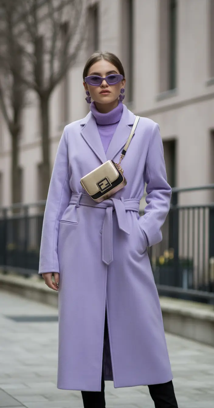 Winter Fashion Outfits NYC 2025-2026 Monochrome Lilac Elegance