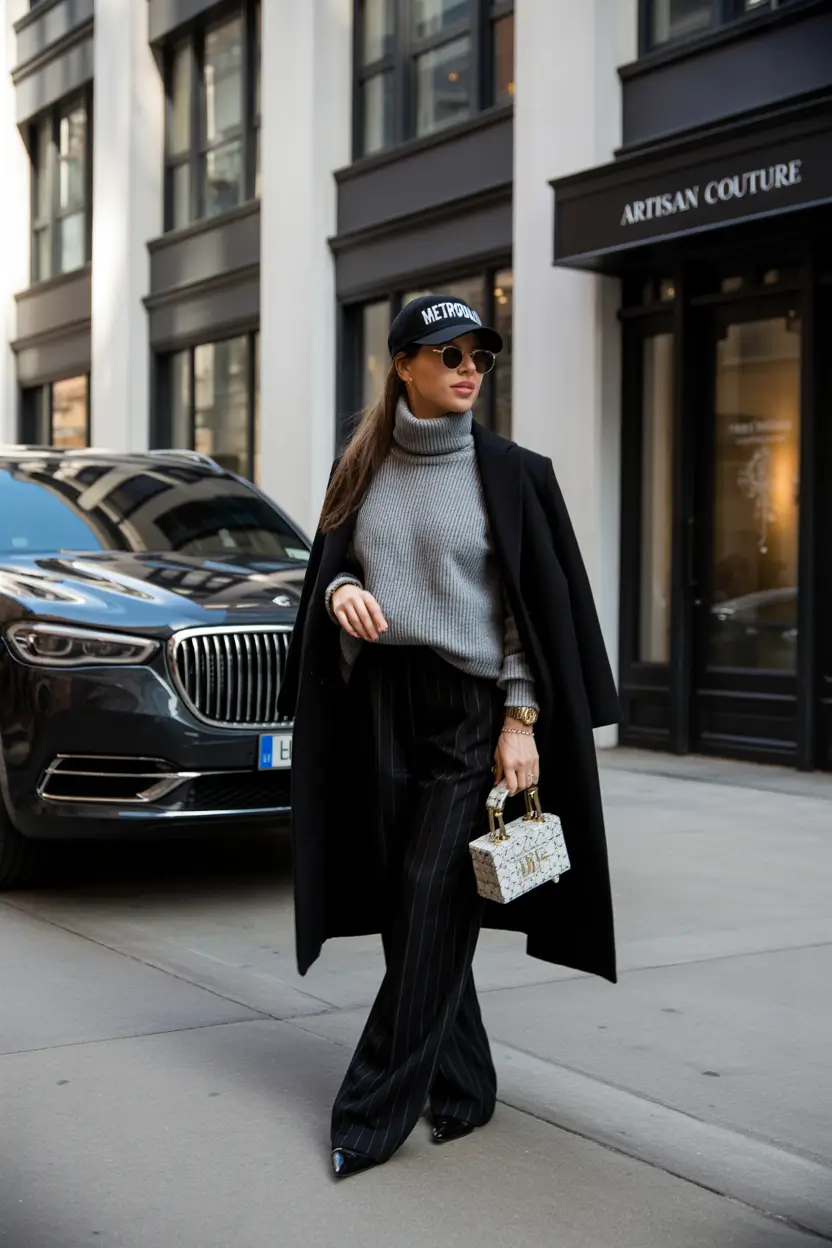 Winter Fashion Outfits NYC 2025-2026 Urban Black and Gray Power Look
