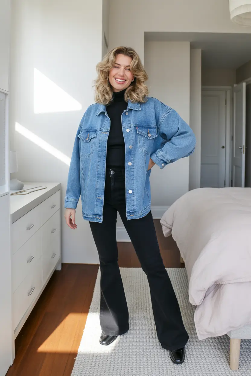 winter fits ideas 2025 2026 Denim Layers with Retro Vibes