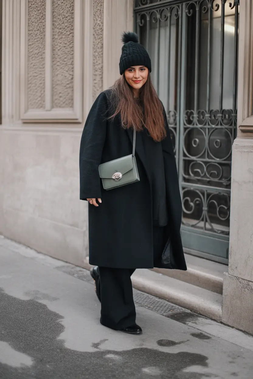 winter fits ideas 2025 2026 All-Black with Minimalist Mood