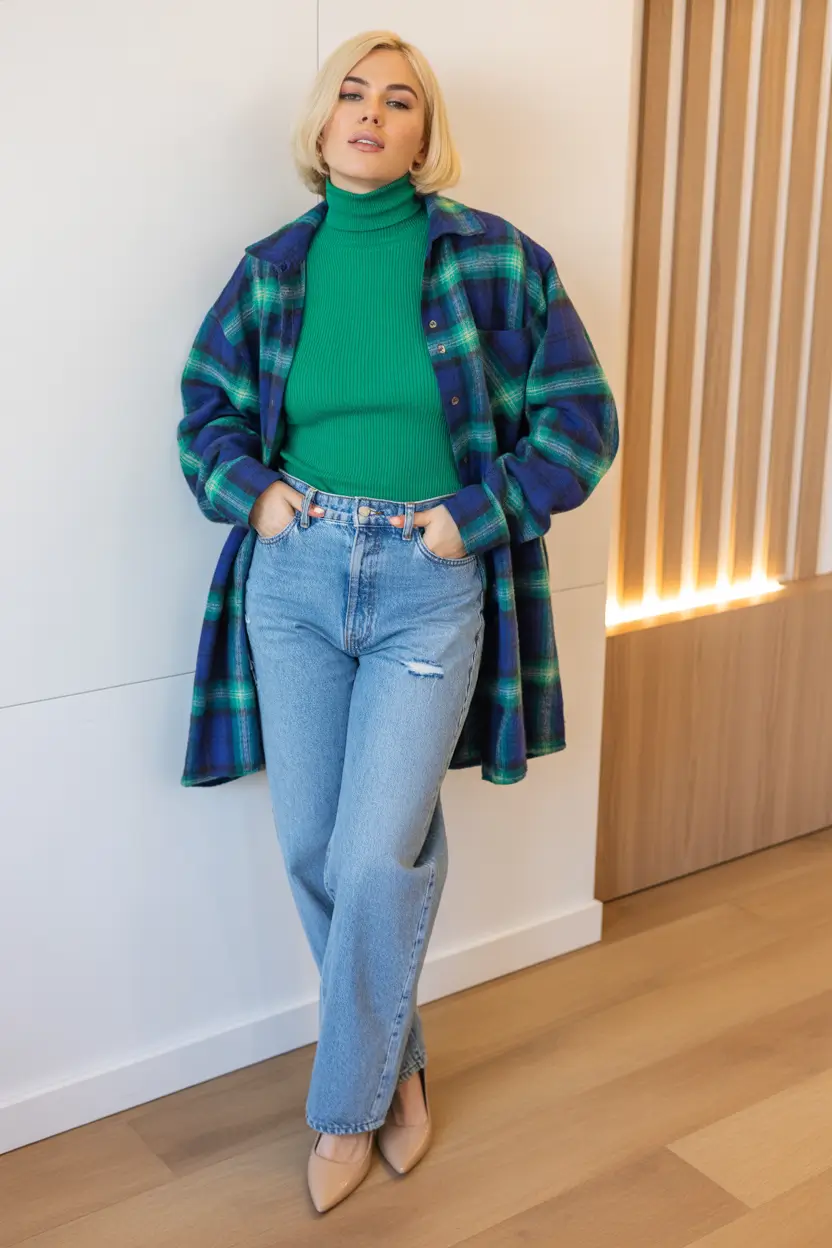 winter fits ideas 2025 2026 Plaid Layers with Everyday Ease