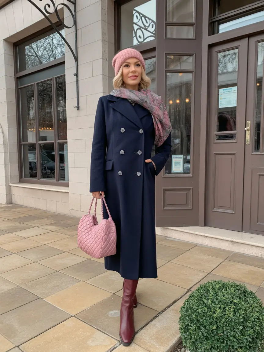 Winter Outfit Inspo 2025 2026 Classic Navy & Pink
