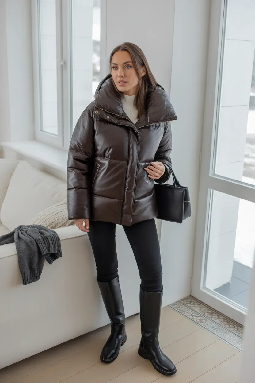 Winter Outfit Inspo 2025 2026 Glossy Chocolate Finish