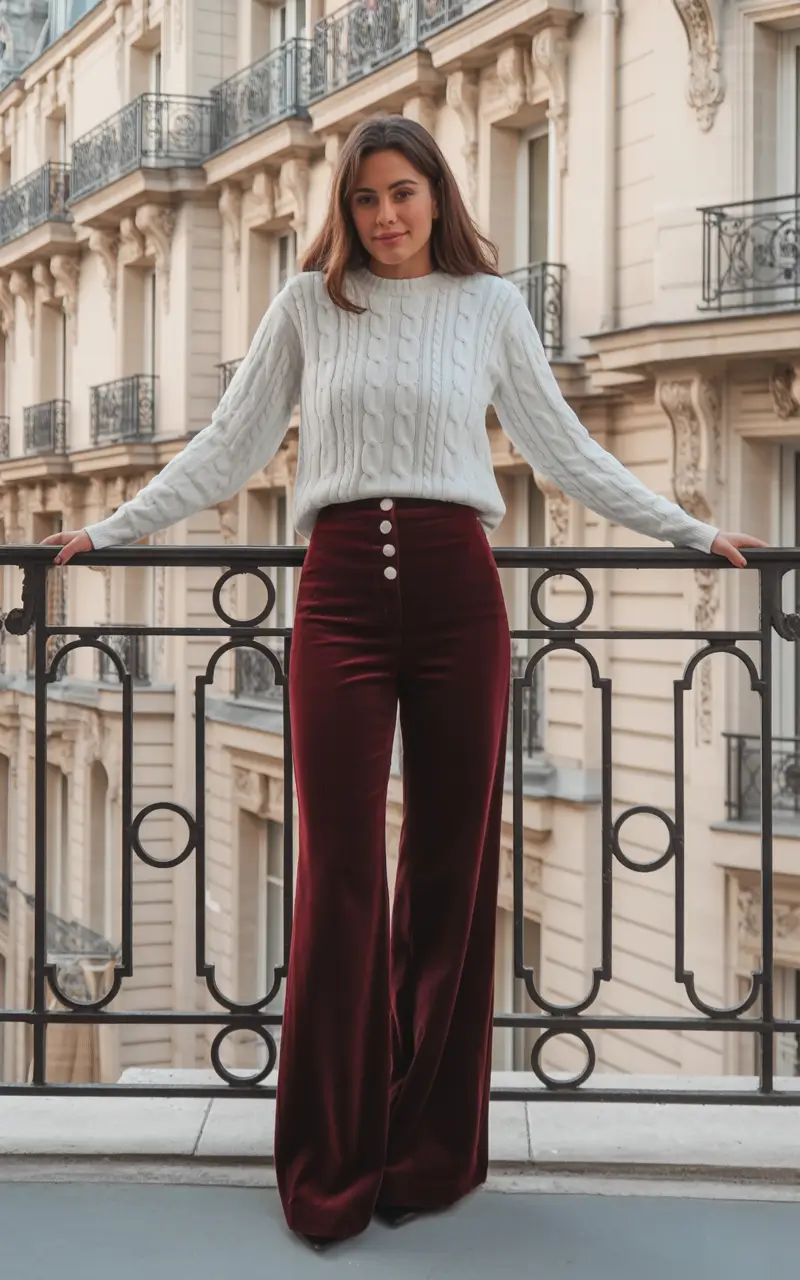 Winter Outfit Inspo 2025 2026 Cable Knit & Velvet Charm