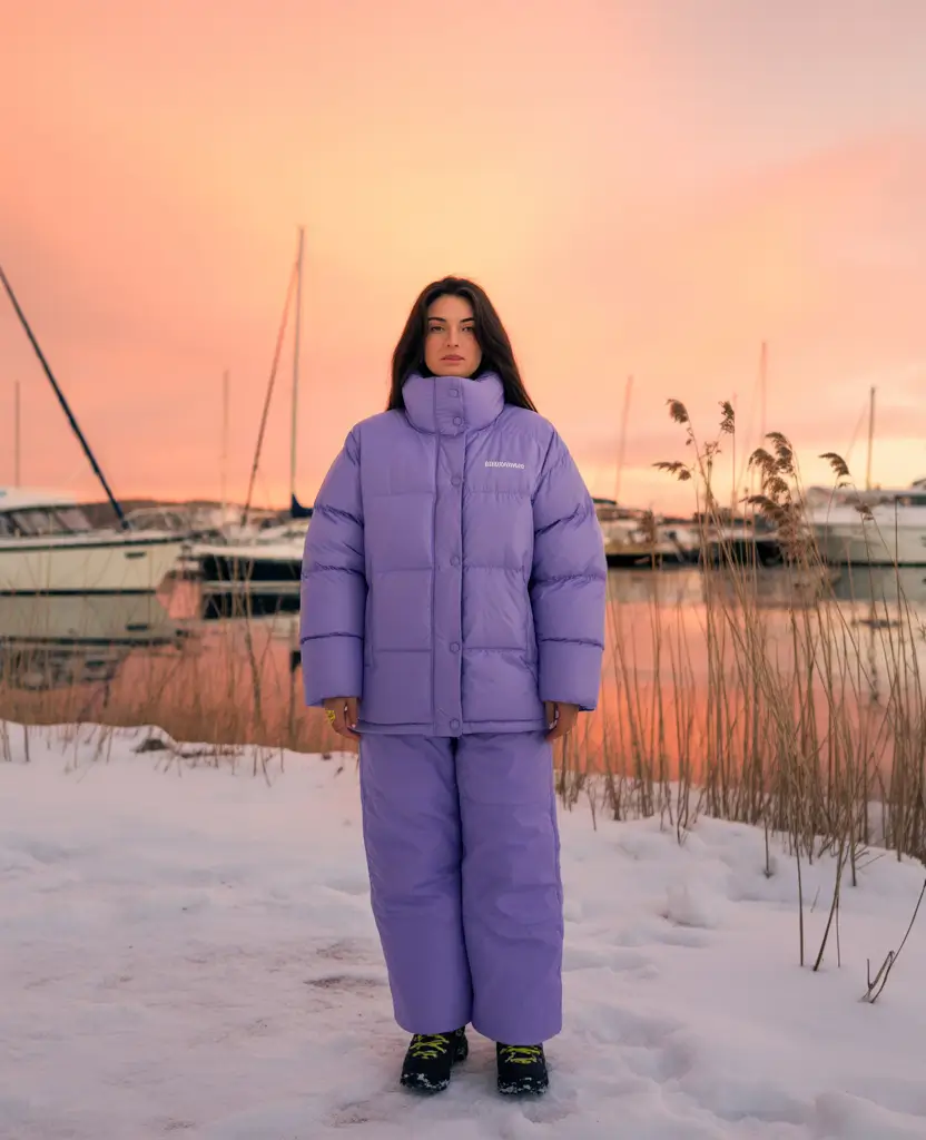 winter outfits cold freezing snow Lavender Puffer Dream