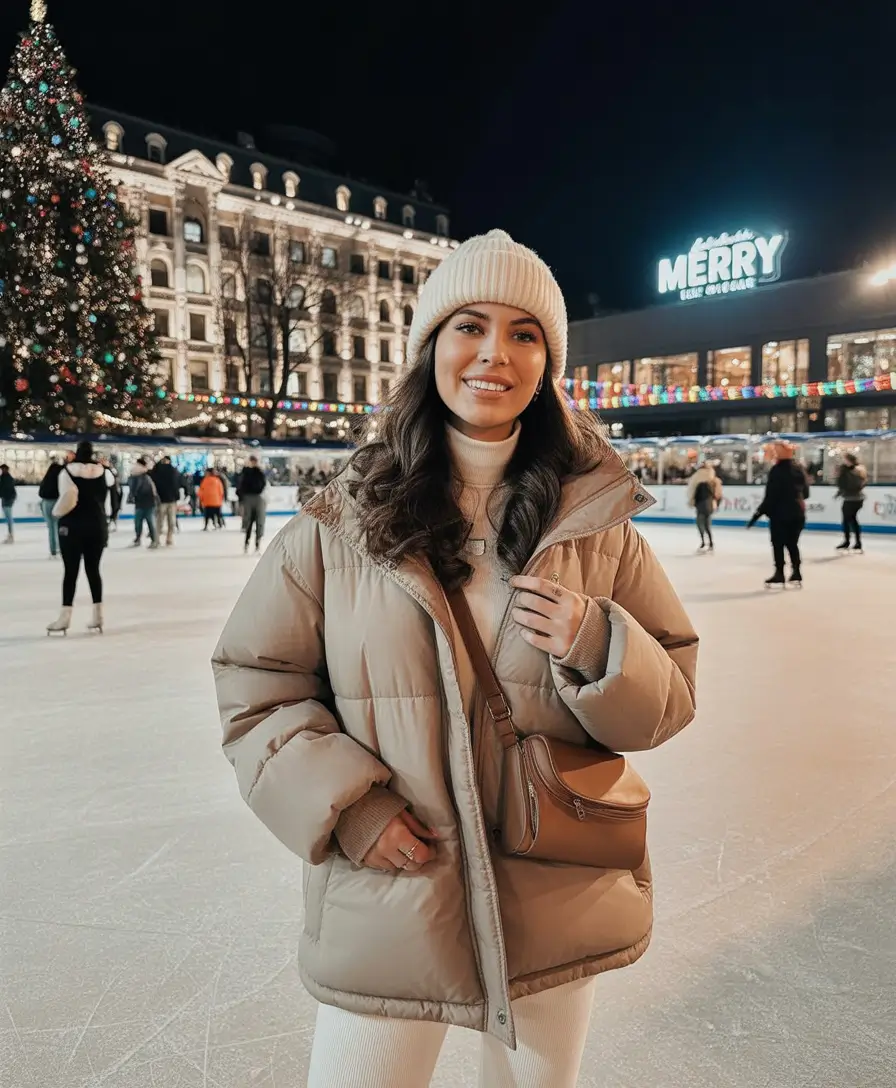 winter outfits inspiration 2025 Festive Warmth on Ice