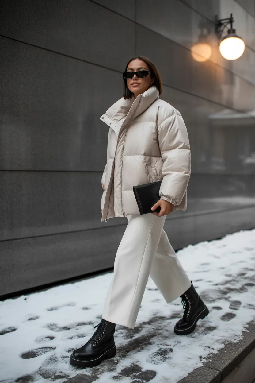 winter outfits inspiration 2025 Monochrome Power in White