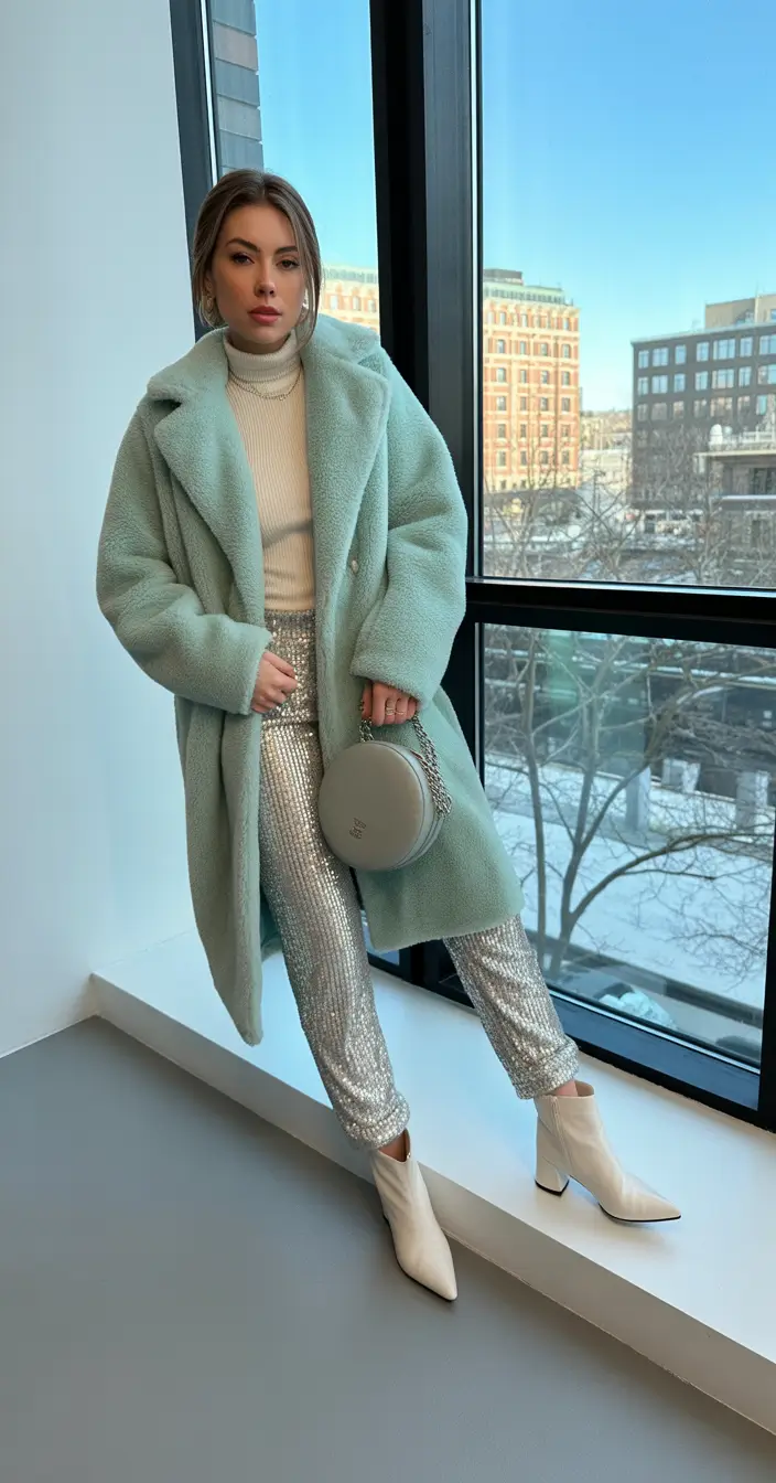 winter outfits inspiration 2025 Soft Winter Sparkle