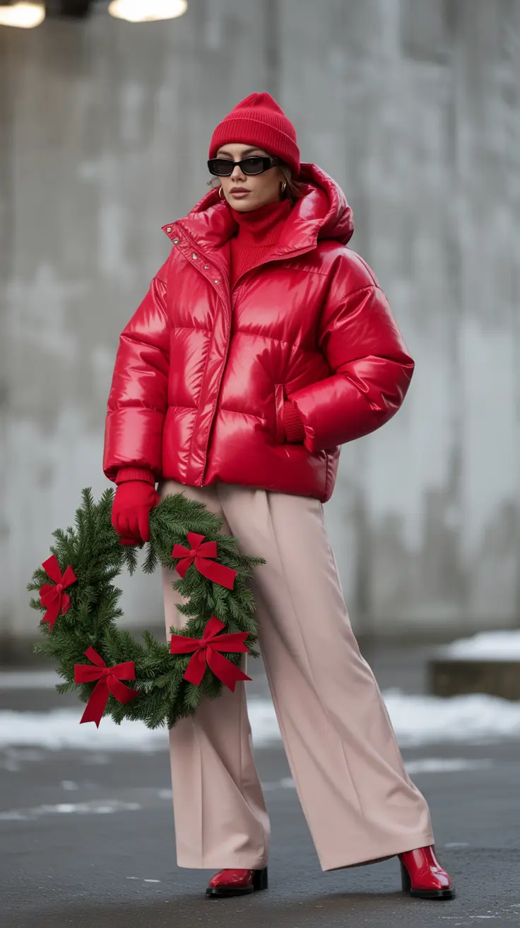 winter outfits inspiration 2025 Holiday Red Statement