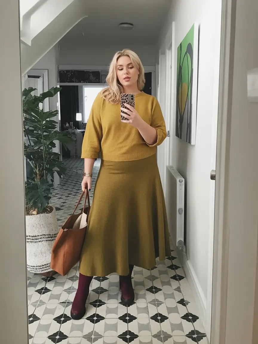 plus size winter outfits classy Golden Knit Elegance