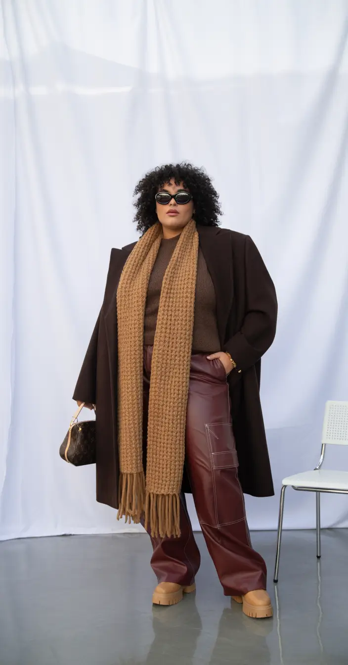 plus size winter outfits dressy night Bold Brown Statement