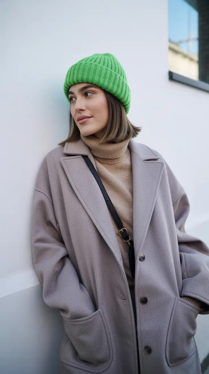 winter capsule wardrobe casual Pop of Color with Neutral Layers