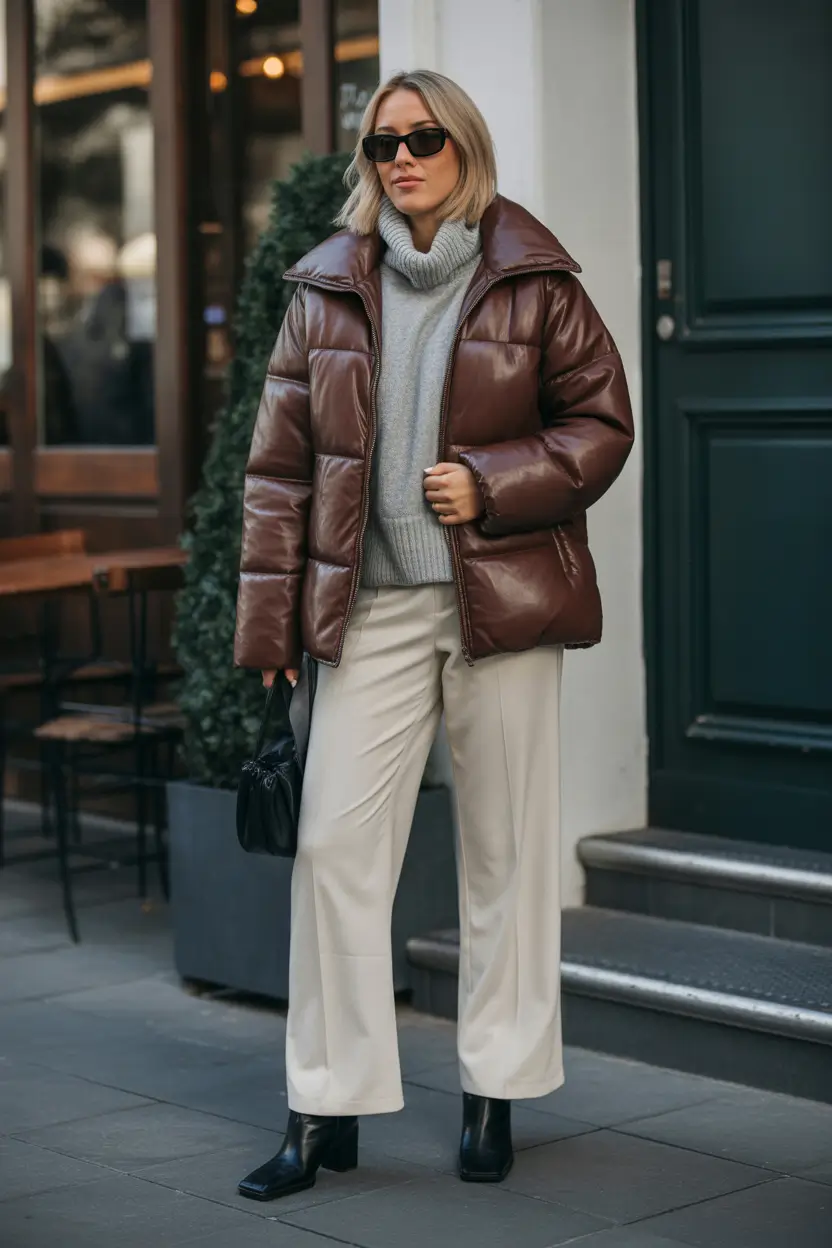winter capsule wardrobe work office wear Modern Puffer and Luxe Neutrals