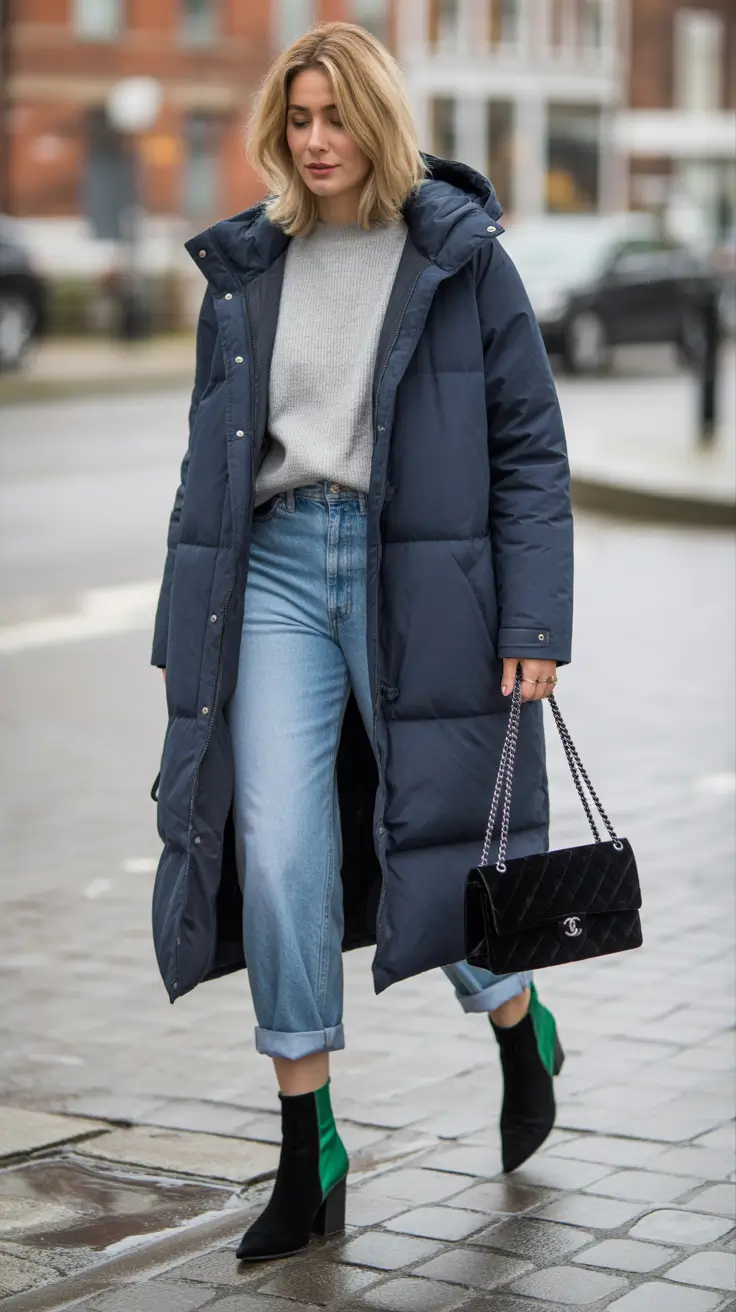 winter capsule wardrobe travel Navy Coat and Denim Refresh