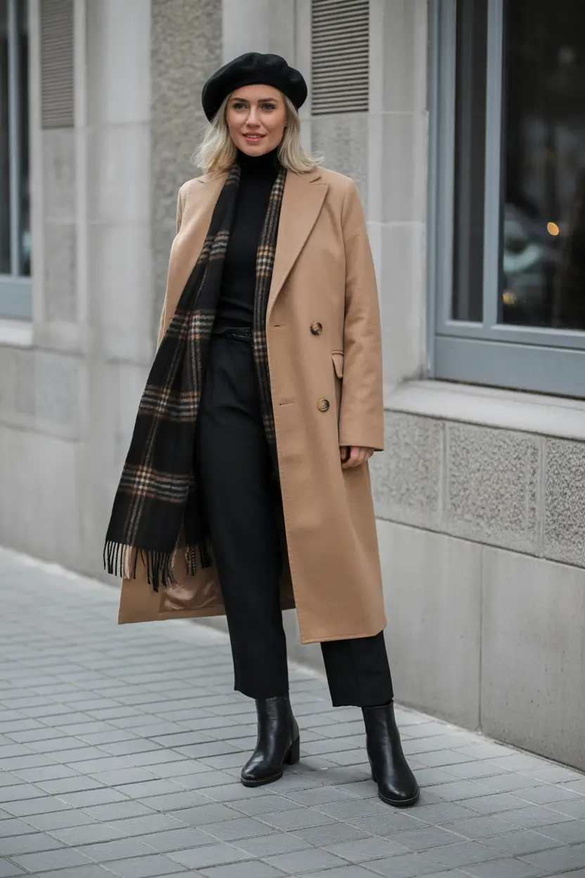 winter work outfits for women 2025 Parisian neutrals