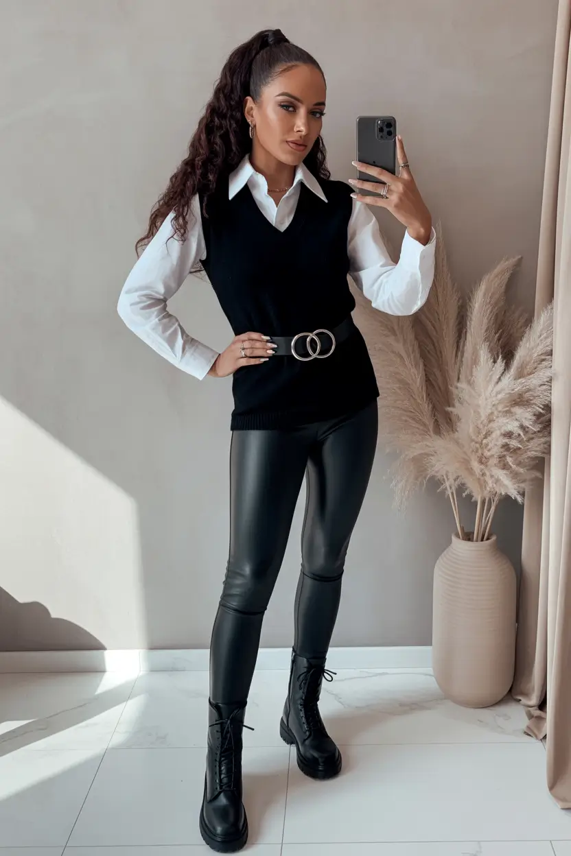 winter work outfits for women 2025 preppy layers with an edge