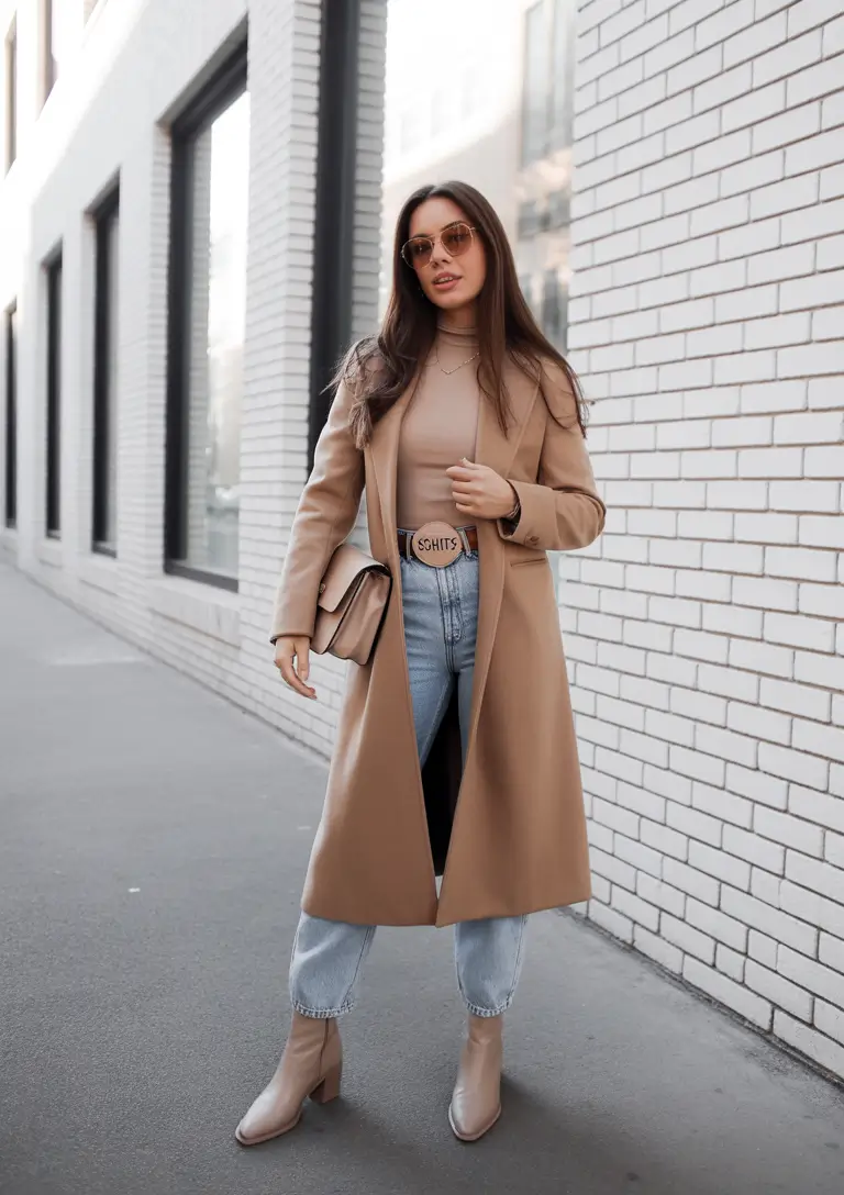 winter work outfits for women 2025 tonal camel perfection
