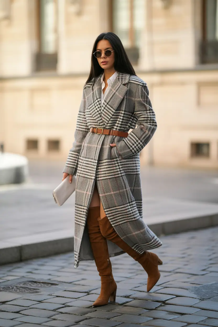 winter work outfits for women 2025 modern power checks