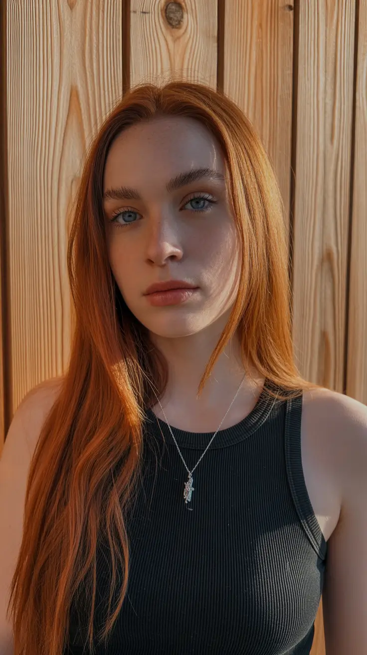 auburn winter hair color Amber Sleek Flow