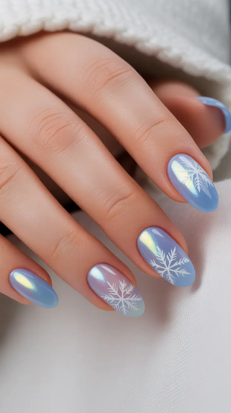 Best Gel Nails Christmas 2025 Icy Blue Luminescence