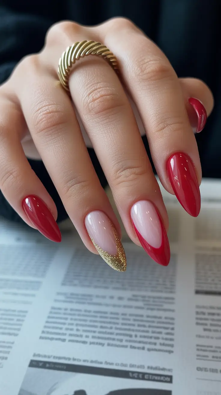 Best Gel Nails Christmas 2025 Golden Edge Glam