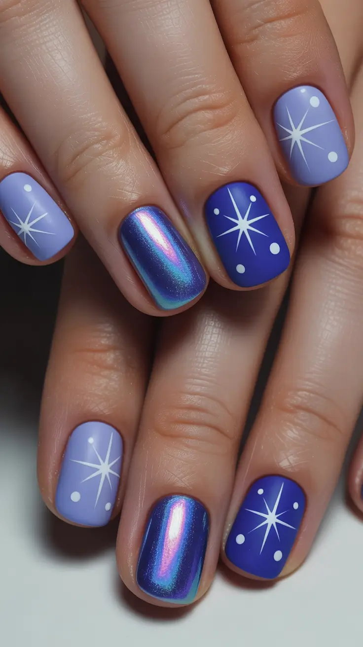 Best Gel Nails Christmas 2025 Blue Cosmic Cheer