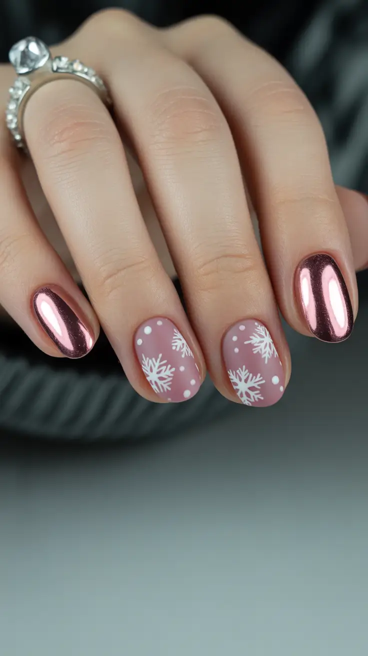 Best Gel Nails Christmas 2025 Rose Frost Charm