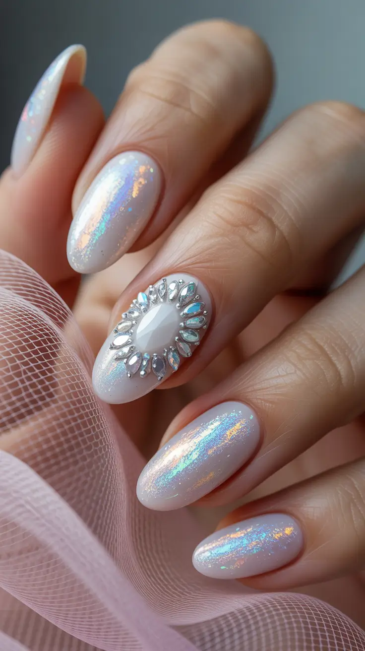 Best Gel Nails Christmas 2025 Crystal Snow Queen