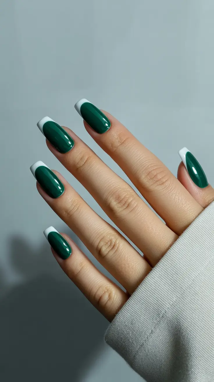 christmas nail designs 2025 Emerald French Magic