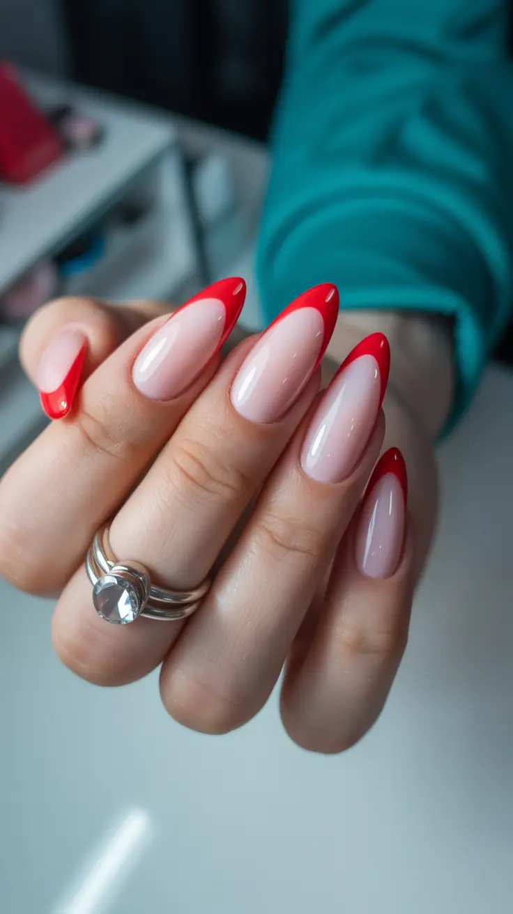 christmas nail designs 2025 Classic Red Flame