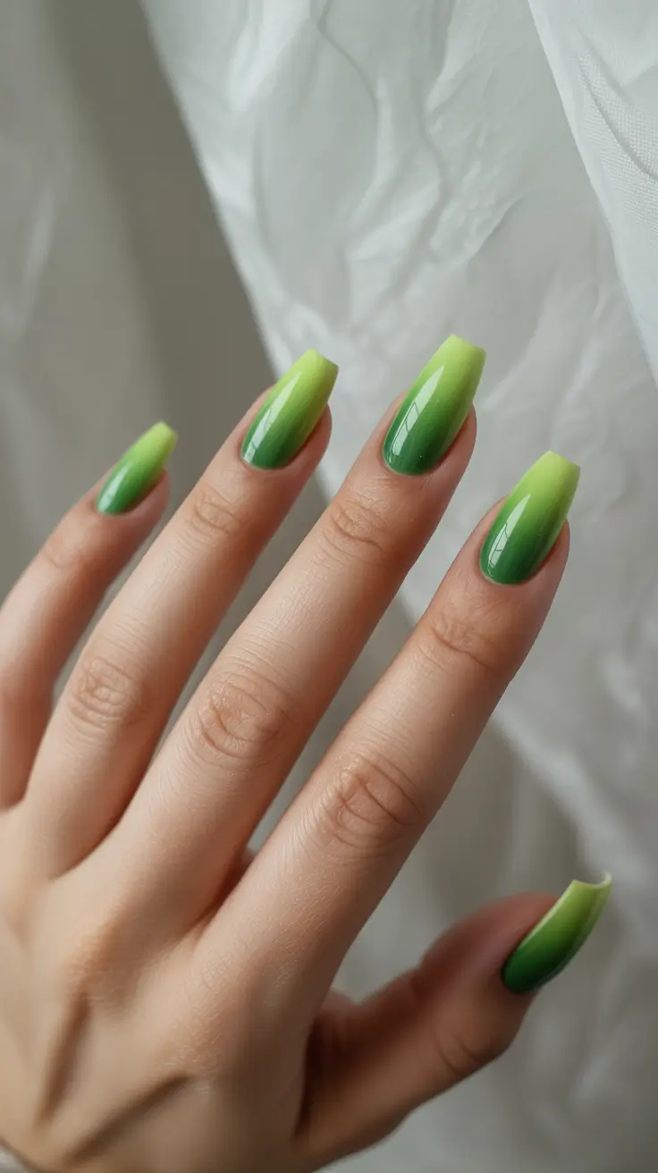 christmas nail designs 2025 Grinchy Green Ombre