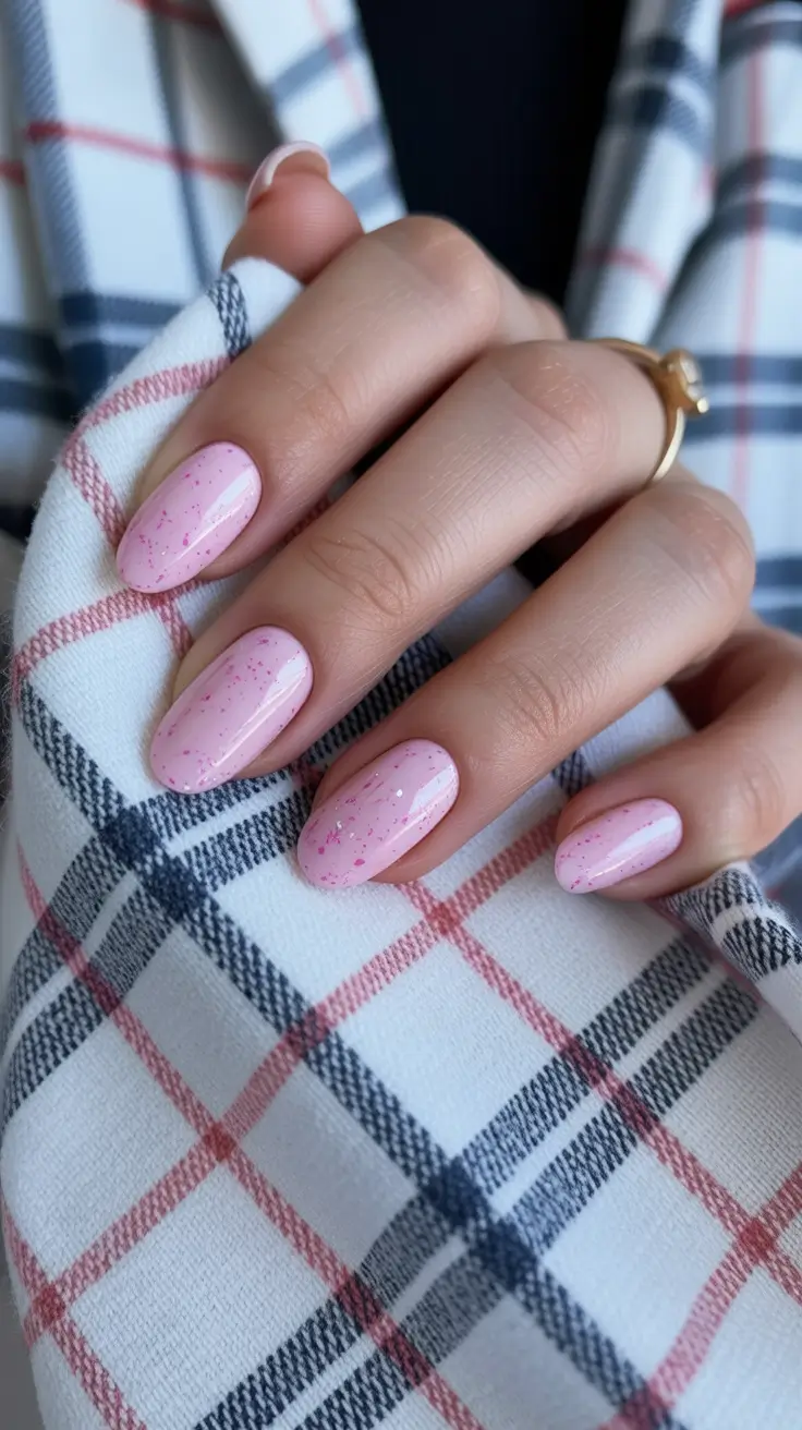 christmas nail designs 2025 Frosted Candy Pink
