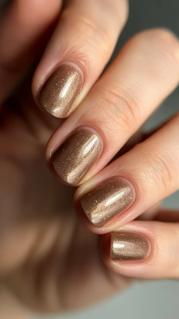 christmas nail designs 2025 Golden Bronze Shine