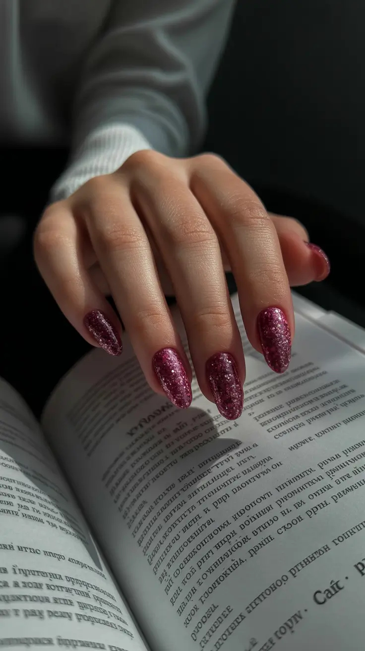 christmas nail designs 2025 Berry Wine Sparkle
