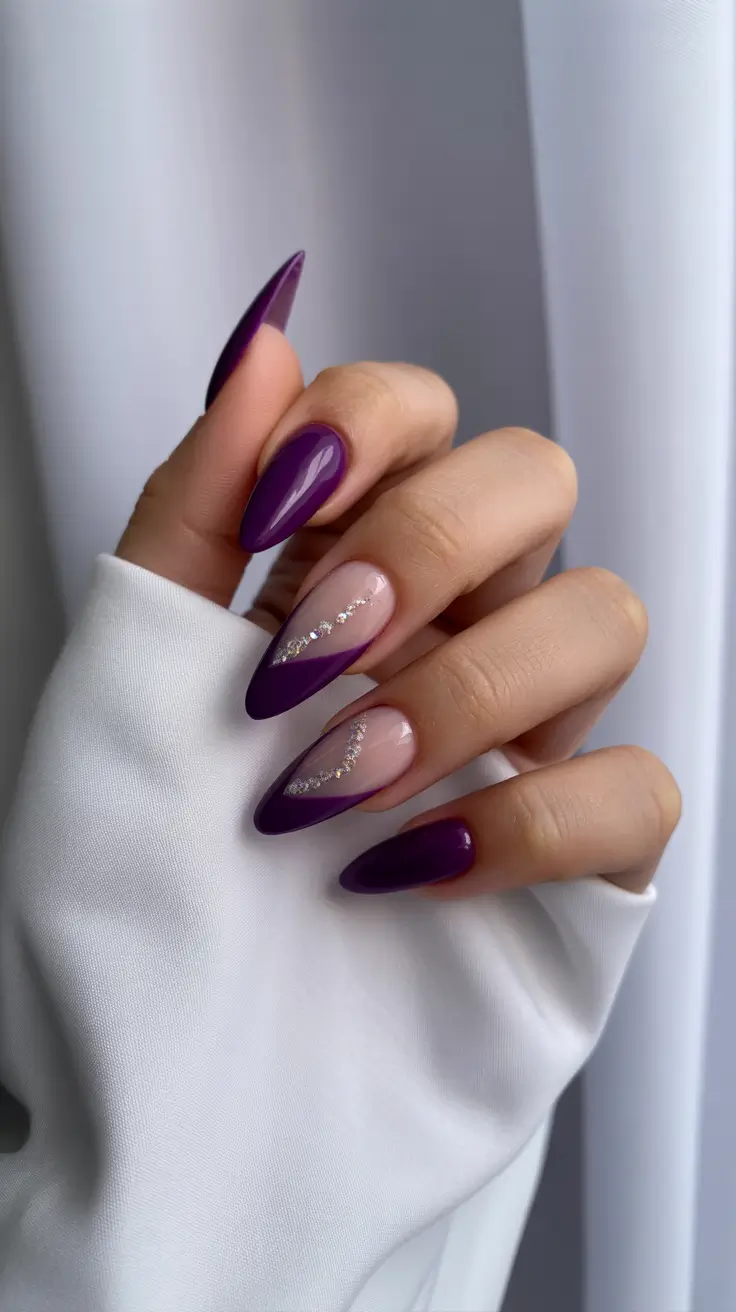 christmas nail designs 2025 Royal Purple Elegance