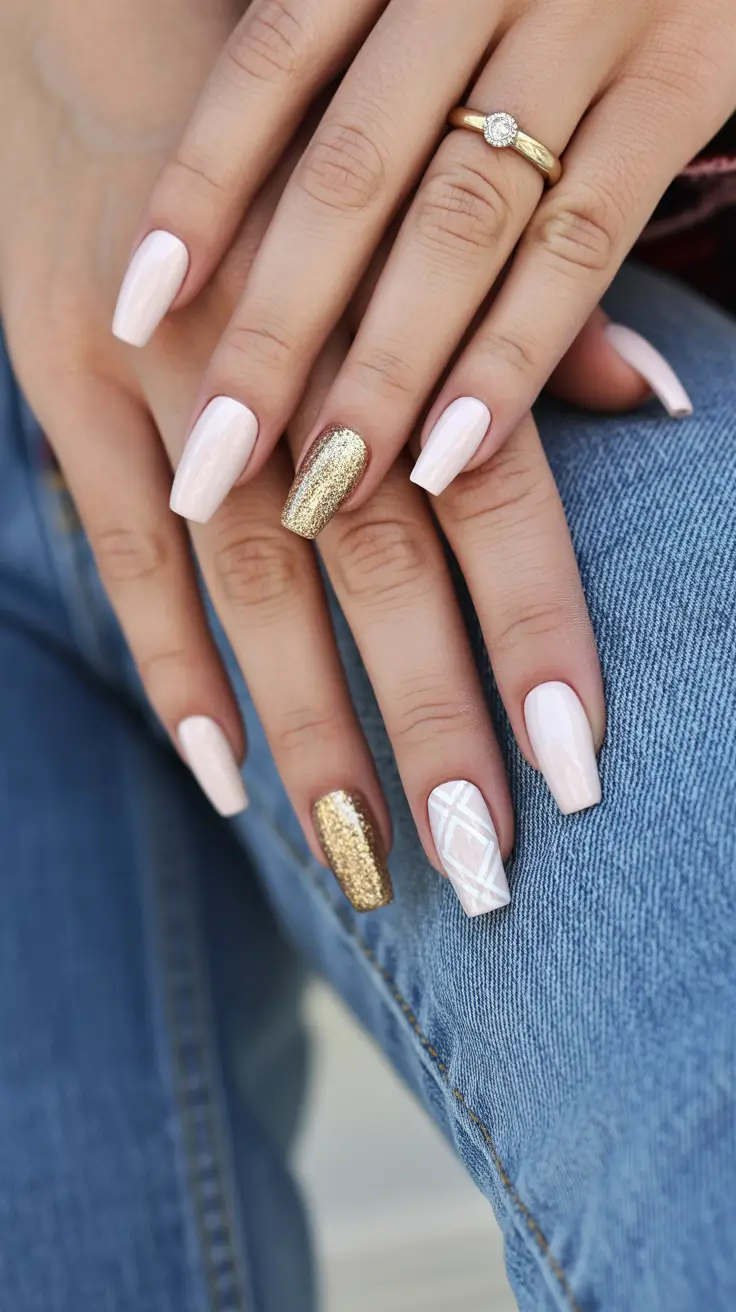 christmas nail designs 2025 Golden Glow Glam