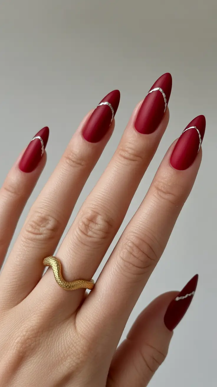 christmas nail designs 2025 Matte Crimson Elegance