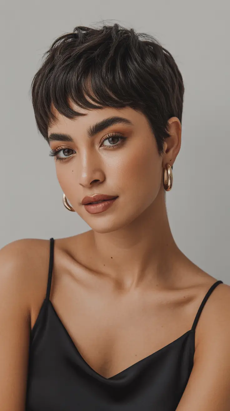 winter pixie haircuts 2024 - 2025 Dark Espresso Texture