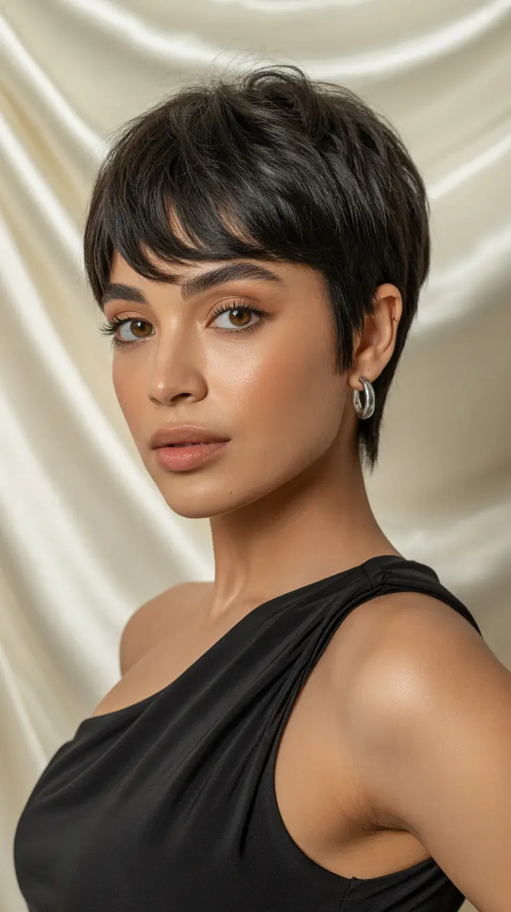 winter pixie haircuts 2024 - 2025 Silken Jet Pixie