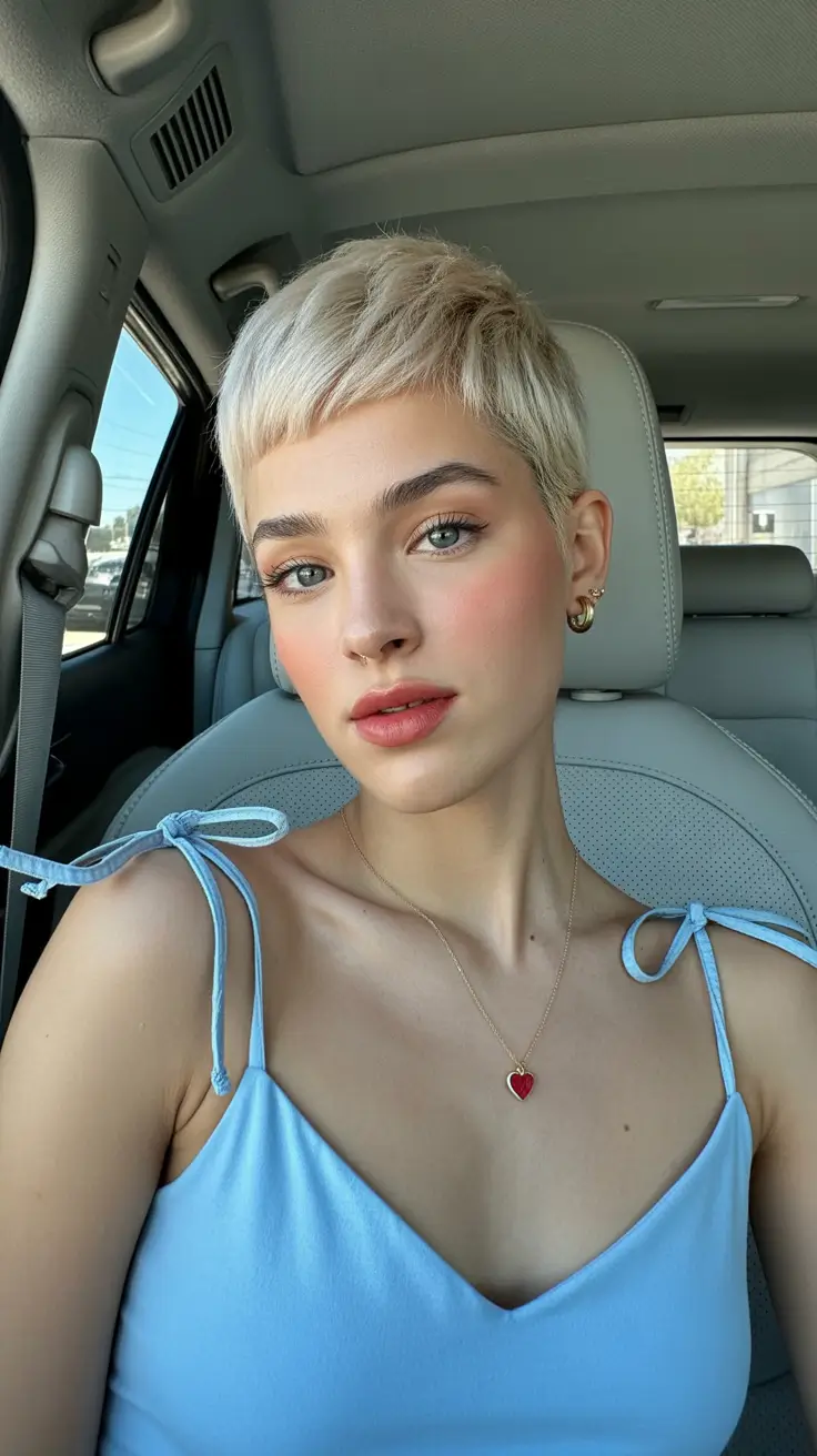 winter pixie haircut aespa Soft Pixie with Creamy Blonde Charm