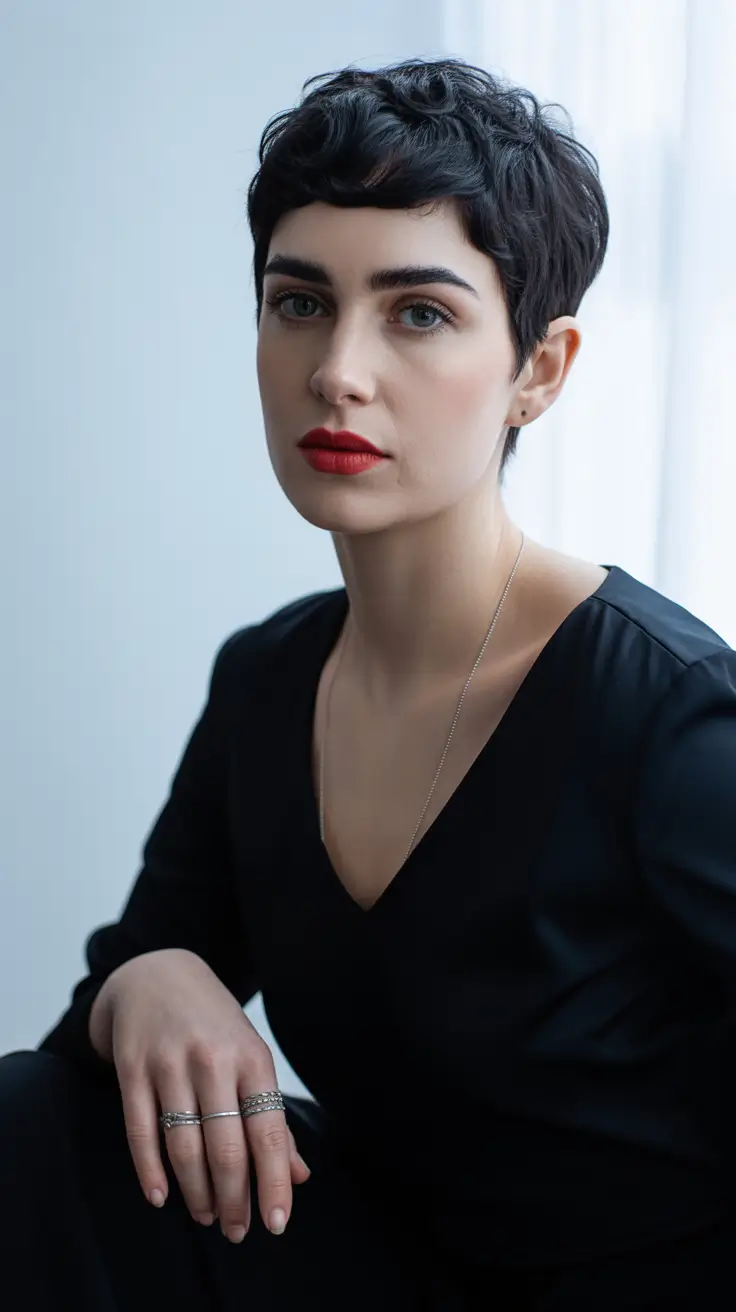 winter pixie haircut aespa Parisian Noir Pixie