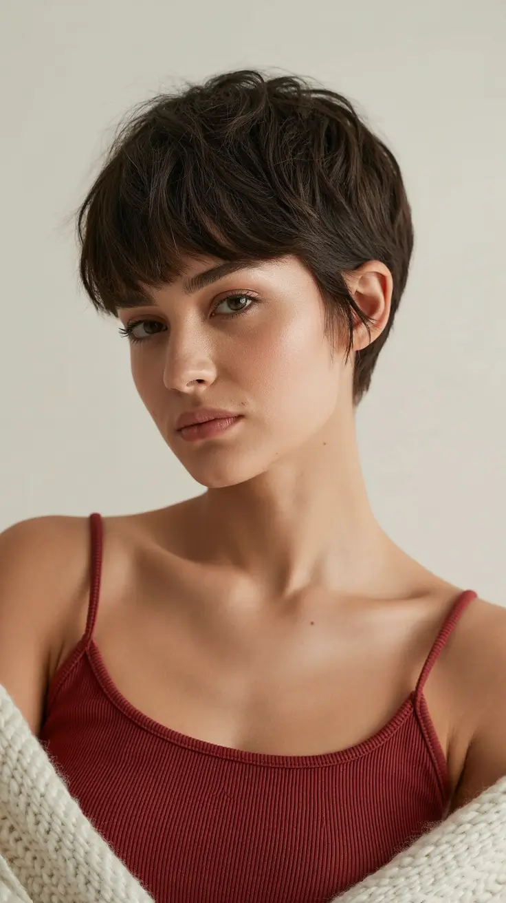 pixie bob haircut winter Cozy Mocha Layers