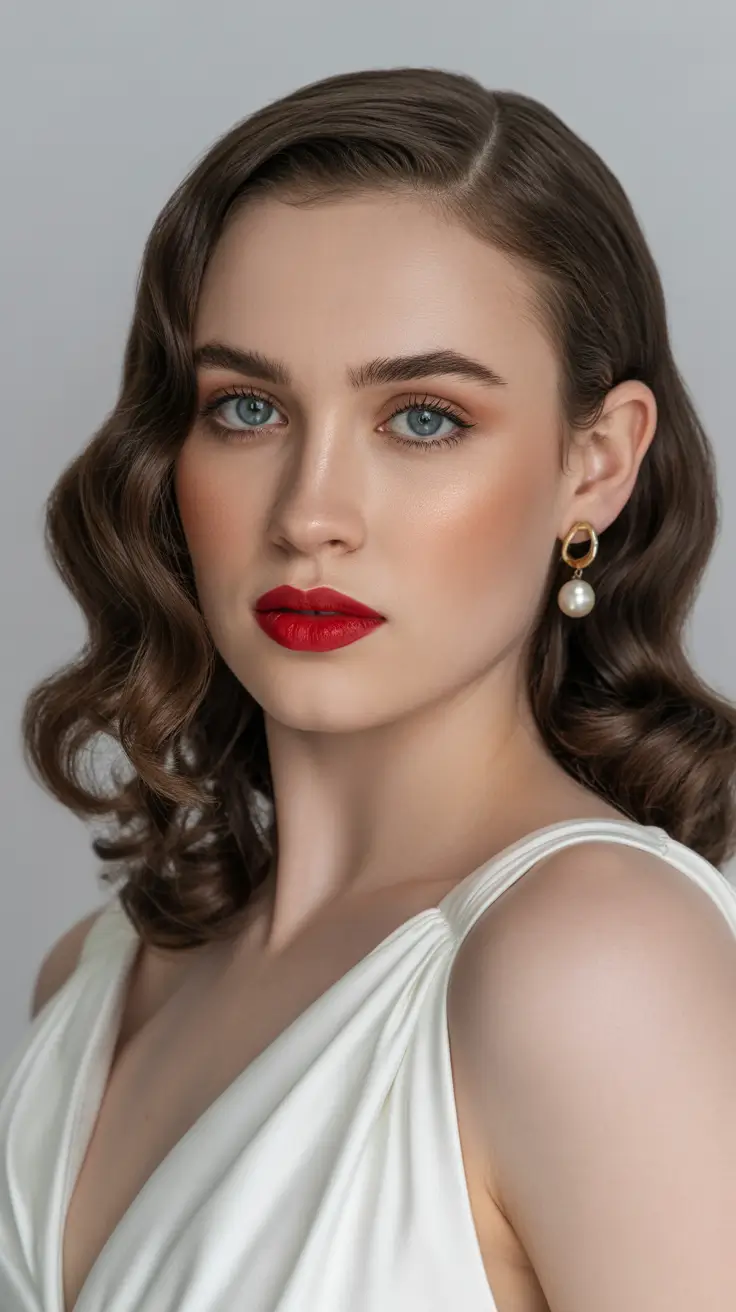 Christmas Hairstyles Trends 2025 Retro Waves with Pearl Touch