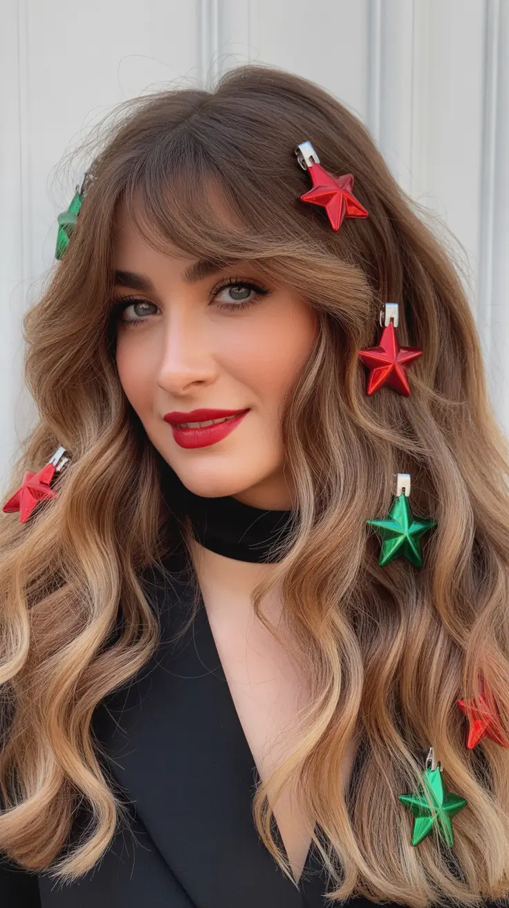 Christmas Hairstyles Trends 2025 Festive Star Clip Waves
