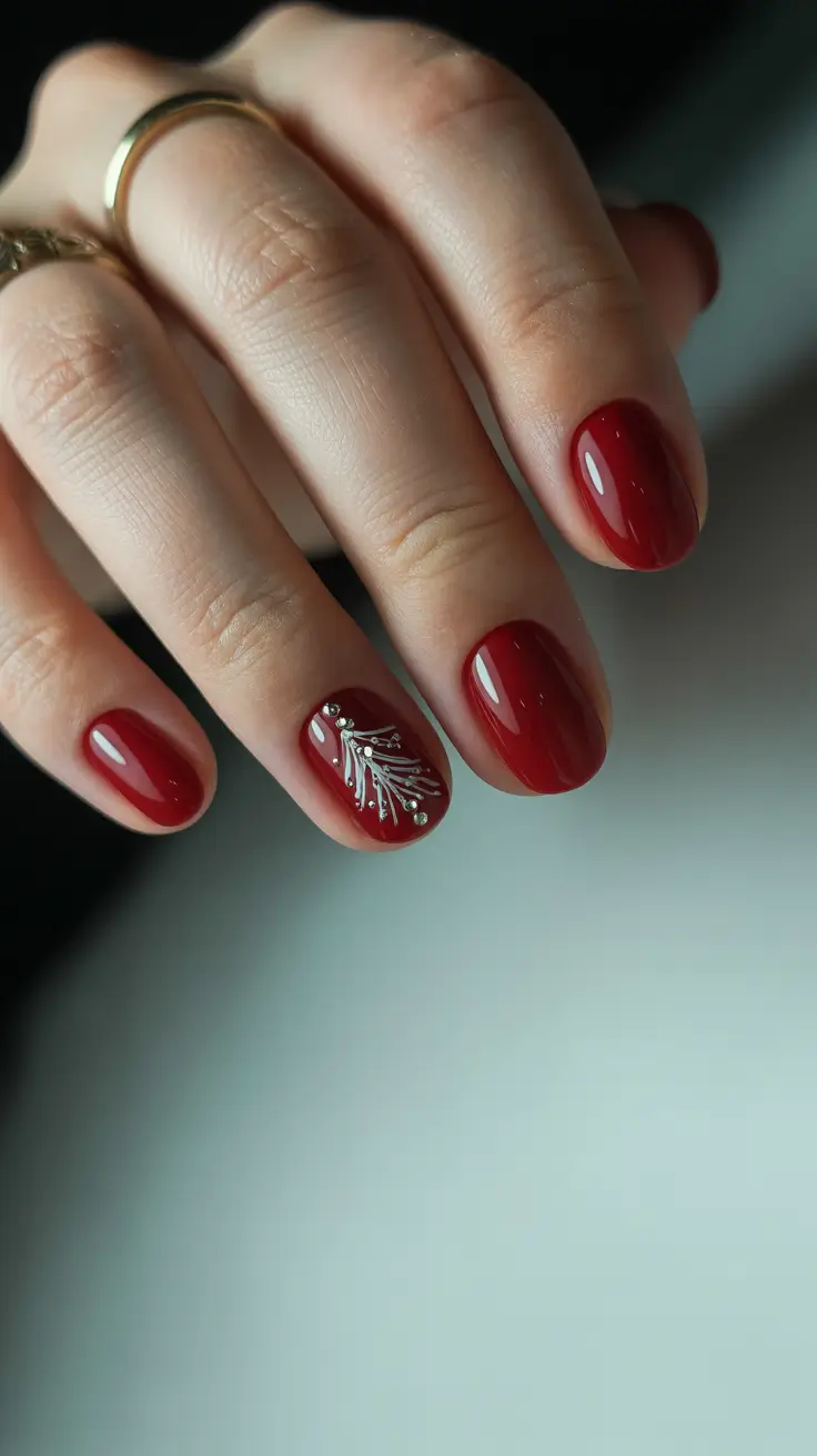 Christmas Nail Art 2025 Minimalist Red Charm